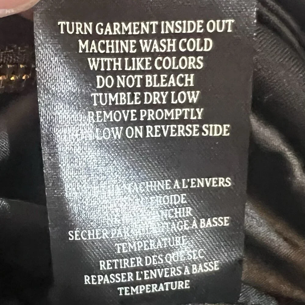 BLANKNYC Women Jacket Denim Psychopath Ponte Moto Size Medium Black Gold Stretch - Picture 12 of 12